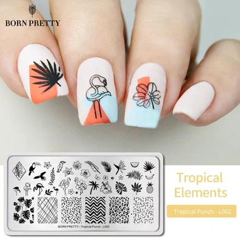 

BORN PRETTY Tropical Nail Stamping Plates Summer Fruit Punch Pattern Rectangle Stainless Steel Nail Stamp Image Template