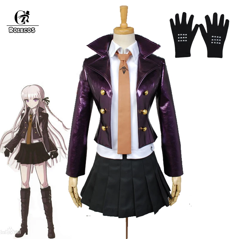 ROLECOS игра Danganronpa Косплей Kirigiri Kyouko Костюм женский костюм на Хэллоуин юбка рубашка с