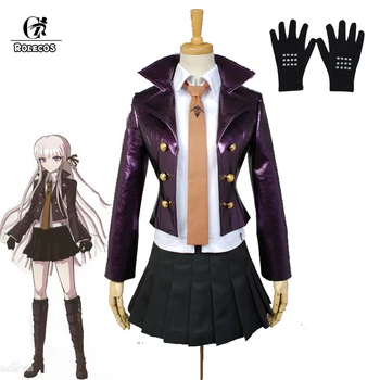 

ROLECOS Game Danganronpa Cosplay Kirigiri Kyouko Cosplay Costume Women Halloween Costumes Skirt Shirt With Gloves Full Set