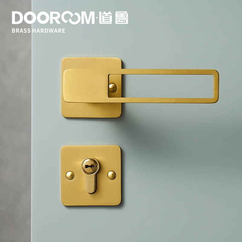 Дверной рычаг из латуни Dooroom ультратонкий бесшумный Модный черный золотой
