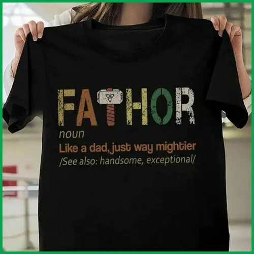 Бренд Fathor Like A Dad Just Way Mightier, новинка, дизайн, мужские популярные, классические, мужские, с круглым воротником, большие размеры