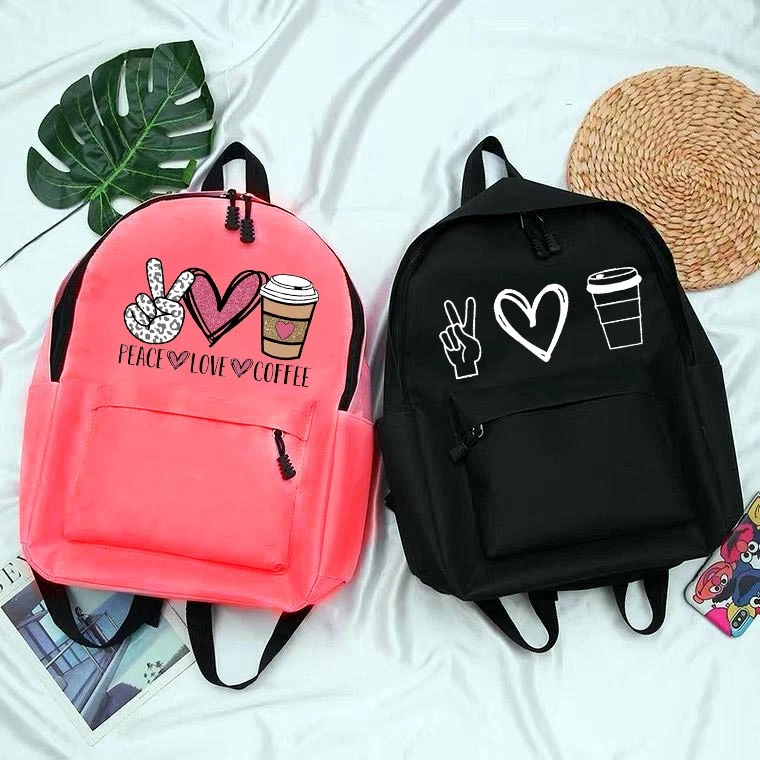 Pace mochila con estampado de y amor para mujer, morral escolar informal de viaje, bolso de hombro para chica adolescente|Mochilas| - AliExpress