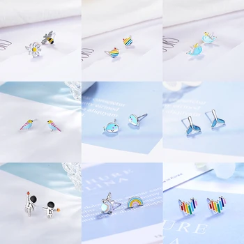 

Chereda Lovely Cute Bee Stud Earrings Whale Cat Children Oil Colorful Earring Women Small Romantic Jewelry Female 2019 Gift
