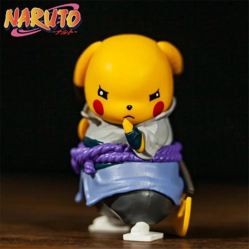 Pokemon Naruto Anime Figure Pikachu Cos Uchiha Sasuke PVC Figurine Kawaii Figma Juguetes Collection Toys Figural Statue Model