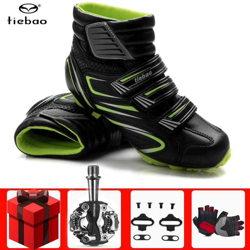 TIEBAO Winter Cycling Shoes mtb add SPD pedal set Men Bicycle Mountain