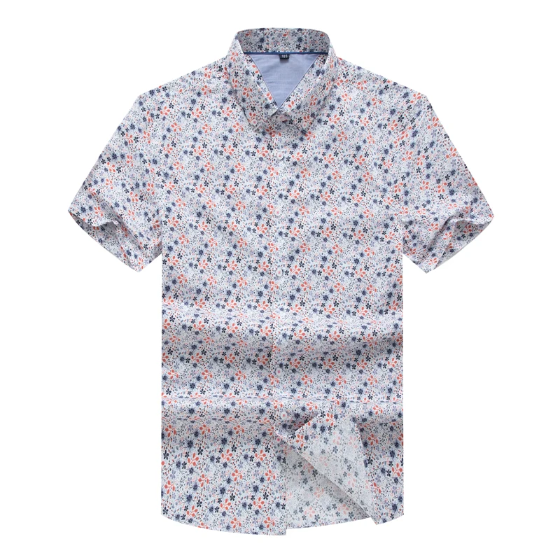 8XL 7XL 6XL Plus Size Men's Shirts 100% Cotton Comfortable Loose Casual Oversize Hawaiian Floral Short Sleeve Summer Beach Shirt 4