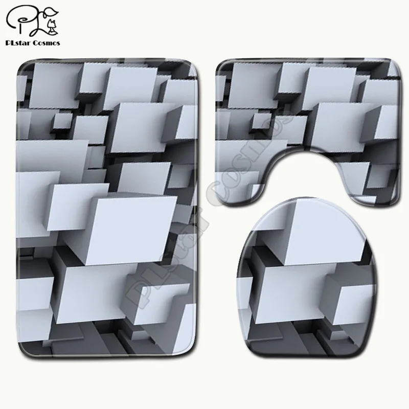 Мультяшный смешной цвет геометрический узор 3D Печатный коврик для ванной