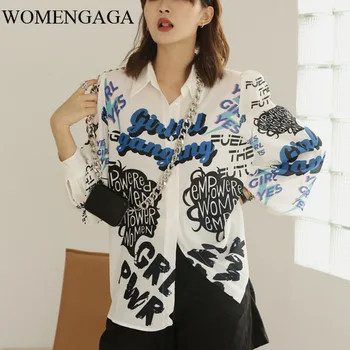 

Korea Fall Long Sleeve Blouse Women Lantern Sleeve Graffiti Letter Print Blouses Shirts 2020 Autumn Fashion Top Clothing 5DRB
