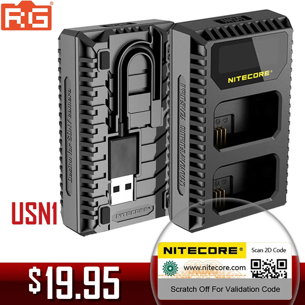 Цифровое дорожное зарядное устройство Nitecore USN1 с двумя слотами для фотоаппаратов