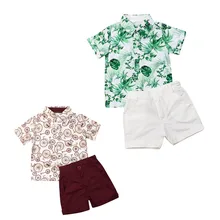 Футболка с изображением листьев для маленьких мальчиков от 1 до 6 лет, футболка, шорты, штаны, летняя одежда