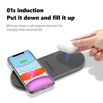 2 in 1 30W Dual Seat Qi Wireless Charger for Samsung S21 S20 Double Fast Charging Pad For IPhone 13 12 11 XS XR X 8 Airpods Pro 2