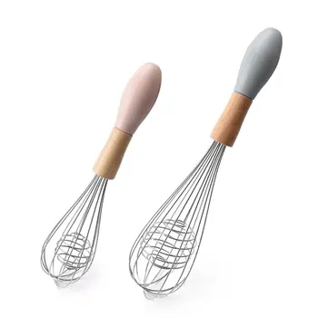 

SEAAN Multifunction Wood handle Stainless Steel hand Egg Beaters Kitchen Gadgets Egg Stirring Whisk Rotary Kitchen Accessories