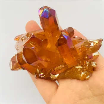 

136-150g Rare and beautiful yellow flame halo quartz crystal cluster specimen