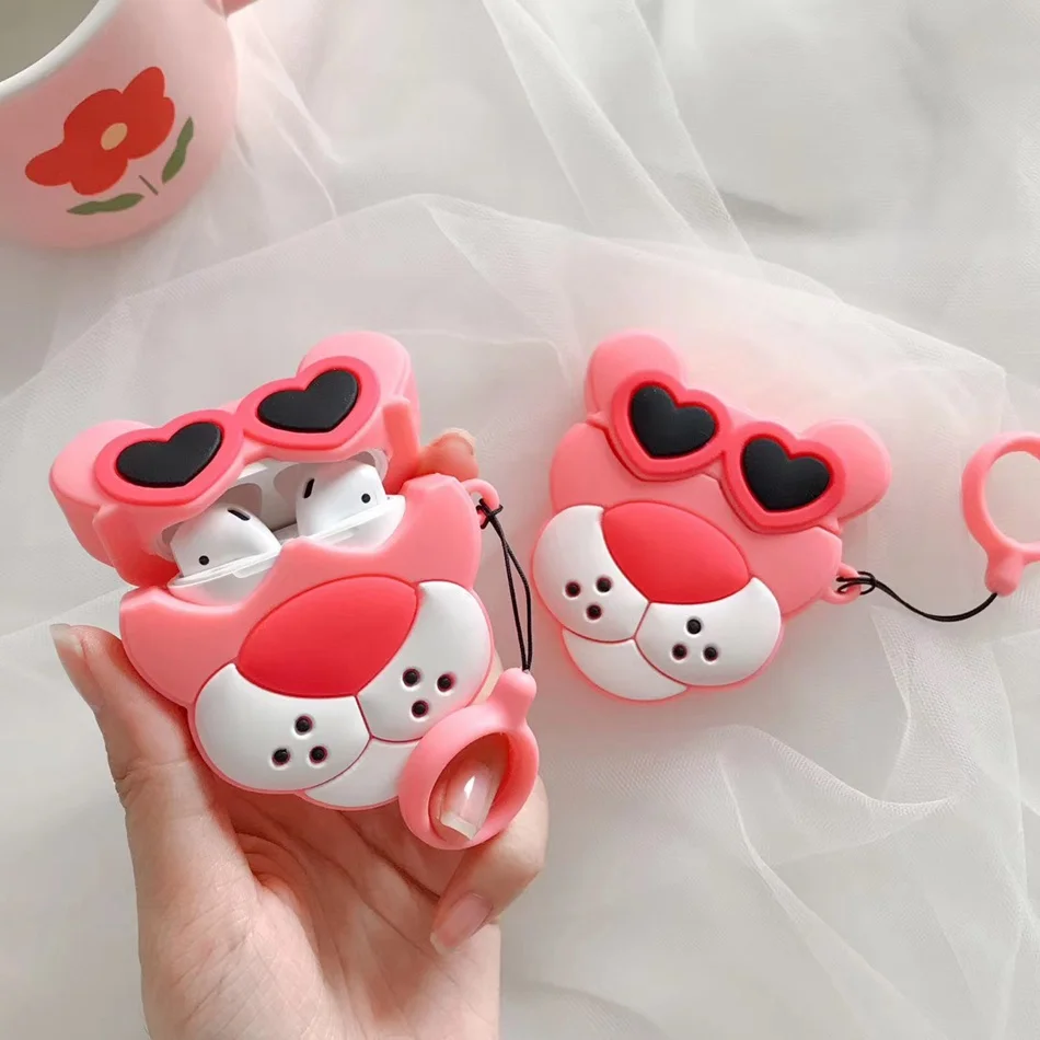 

Earphone Case For Apple Airpods 2 Case 3D Silicone Case For Apple Air Pods 1 Headphone Case Cartoon Cute Cover Ring Strap