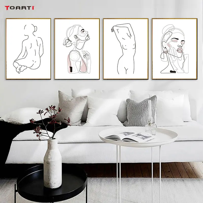 Minimalist Women Drawing Line Prints Posters Abstract Canvas Painting On The Wall For Living Room Girls Bedroom Home Decoration Painting Calligraphy Aliexpress