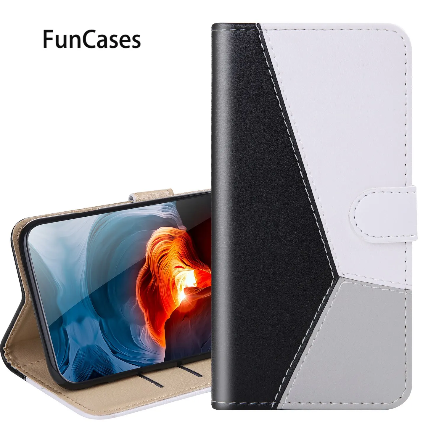 Geometric PU Leather Phone Bag For case Sony L1 Protective Cases sFor Casa hoesje E6 5 XA1 L3 XA2 XZ3 Z6 | Мобильные телефоны и