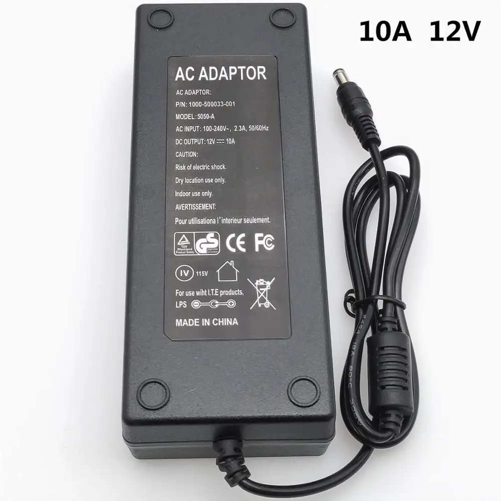 12V10A AC 100 V-240 V преобразователь Мощность адаптер AC/DC 12V 10A Питание EU/US/UK штекер постоянного тока