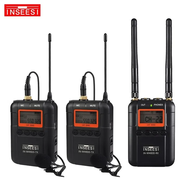 INSEESI IN-WM800 50 канал Профессиональный Беспроводной микрофон для DSLR видеокамеры Системы ненаправленный петличный микрофон - Цвет: IN-WM800
