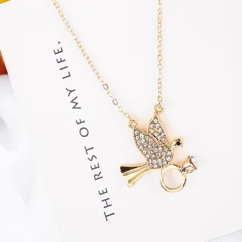 

GU38 Simple bird ring pendant ladies sweet necklace clavicle chain simple short alloy jewelry