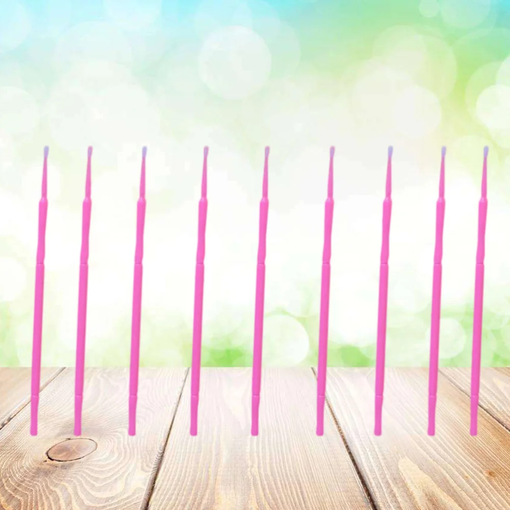 

100pcs Disposable Micro Applicator Brushes Eyelash Extension Cotton Swab Eyelash Micro Brush Wands Makeup Tools Size M (Pink)