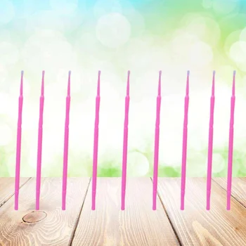 

100pcs Disposable Micro Applicator Brushes Eyelash Extension Cotton Swab Eyelash Micro Brush Wands Makeup Tools Size M (Pink)