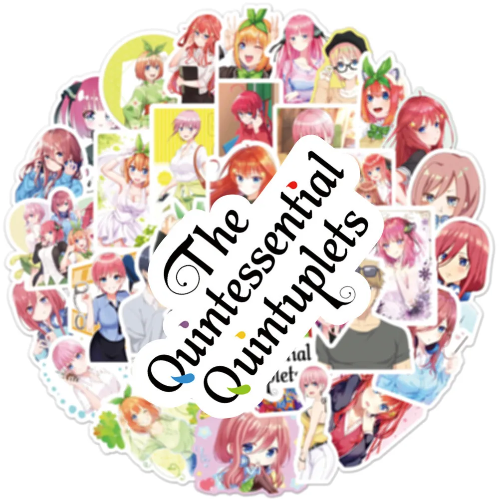 10/50Pcs Pack The Quintessential Quintuplets Anime Stickers Laptop Luggage Skateboard Bicycle Guitar Waterproof Sticker Kids Toy