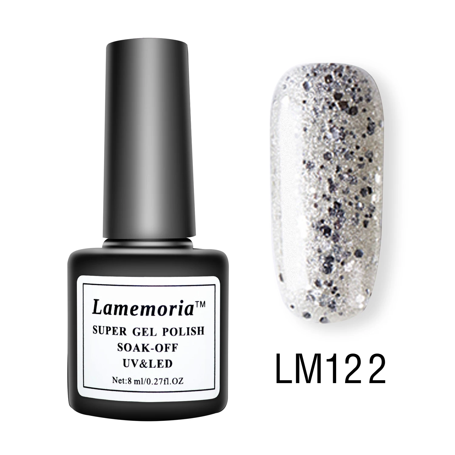 LM122 Lamemoria, 8 мл, синий блестящий Гель-лак для ногтей, гибрид, УФ Гель-лак, лаки для маникюра, основной дизайн, маникюр, Нейл-арт, топ, Nagellak - Цвет: LM122