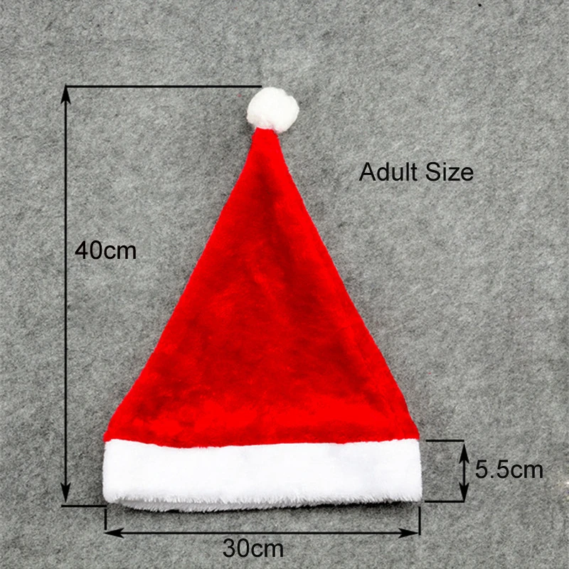 Classic Plush Christmas Hat Xmas Cap Adult Kid Size Santa Hats Red And White Santa Claus Cap Christmas Party Supplies