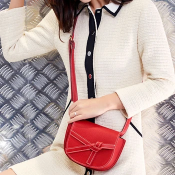 

2019 Fashion Bow Tie Saddle Bag Korean Version PU Leather Lady Shoulder Crossbody Packet Simplicity Diagonal Package Bolso Mujer