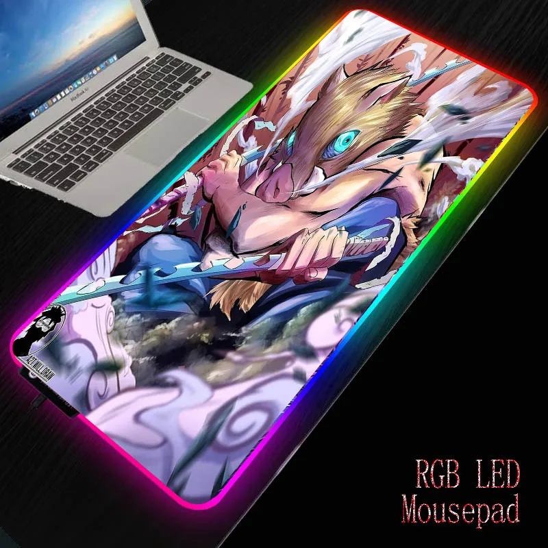 Игровой коврик для мыши XGZ Anime Demon Slayer Kimetsu No Yaiba большой RGB игровой Настольный ПК