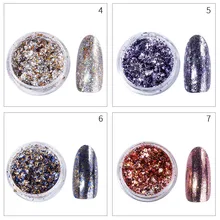 Новые продукты Маникюр двухцветная Фольга Маникюр фейерверк фольга звезды Мерцающий Порошок гальванизированная парча пудра Хамелеон M