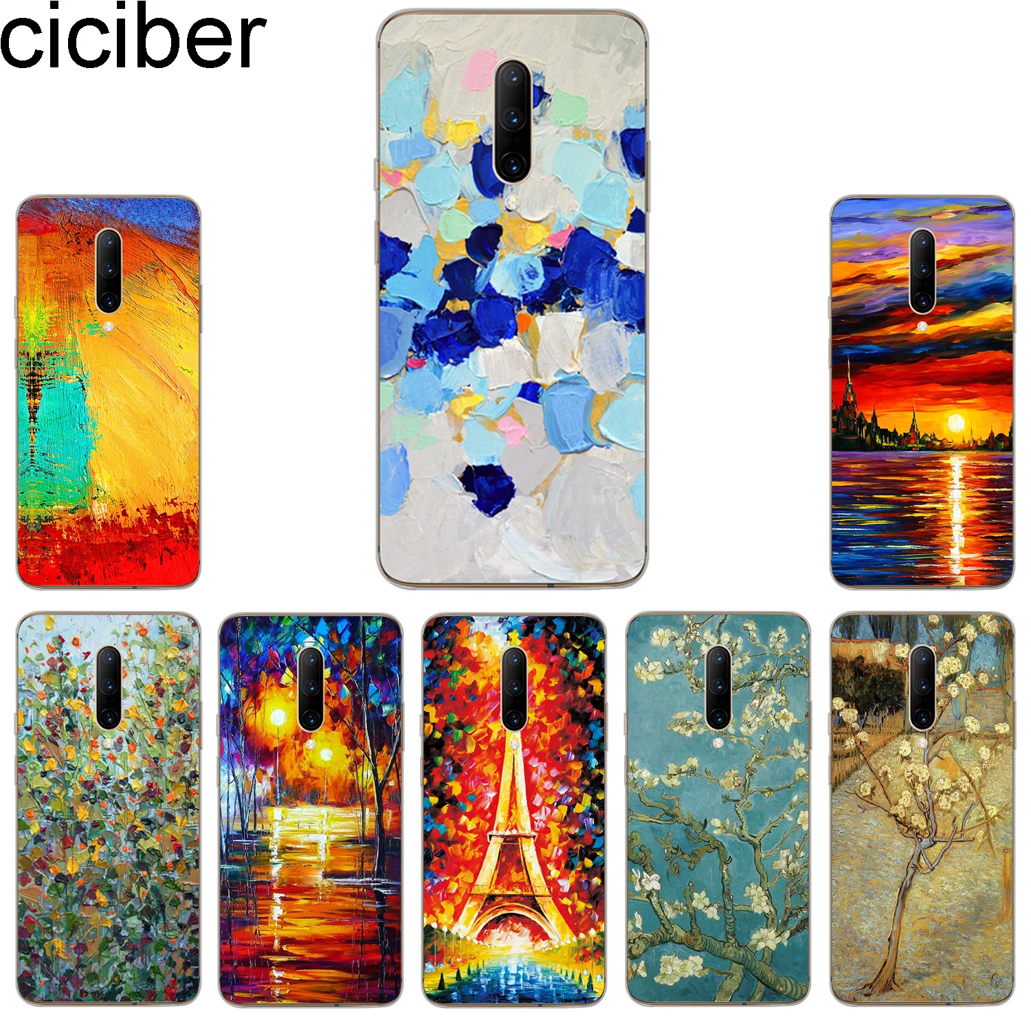

ciciber New Fashion Phone Cases For Oneplus 6T 5T 7 Pro 6 5 Case Soft TPU Cover for 1+6T 1+5T 1+5 1+6 1+7 Pro Art oil painting
