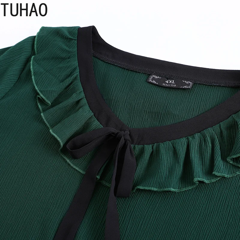 TUHAO, большой размер, 10XL, 9XL, 8XL, 7XL, Женский шифоновый топ, женская летняя офисная рубашка для отдыха, блузка с рукавом-бабочкой, WM20