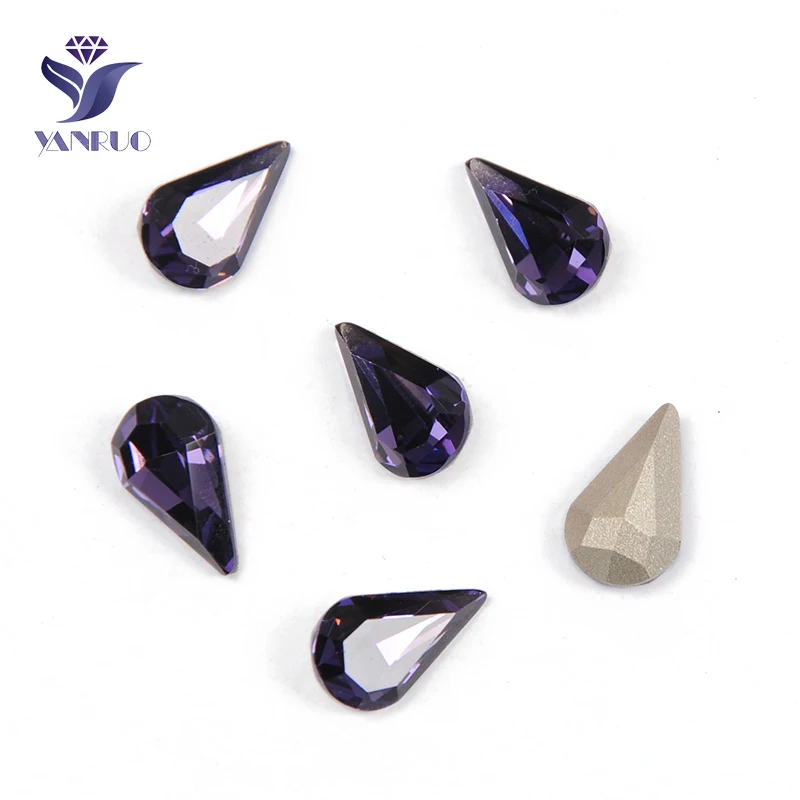 Purple Velvet YANRUO 4300 блестящие стразы в форме груши, Хрустальные Необычные камни, стразы для украшения платья - Цвет: Purple Velvet