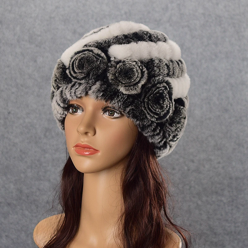 

Winter Lady Outdoor Warm Real Rex Rabbit Fur Hat Natural Soft Rex Rabbit Fur Cap Women Elasticity Genuine Rex Rabbit Fur Hats