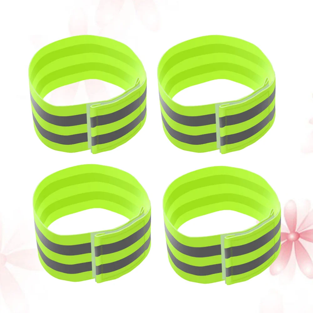 4 Pcs Outdoor Reflective Armlet Practical Luminous Armband Arm Decor for Sports Fitness Activities (Fluorescent Green) | Спорт и