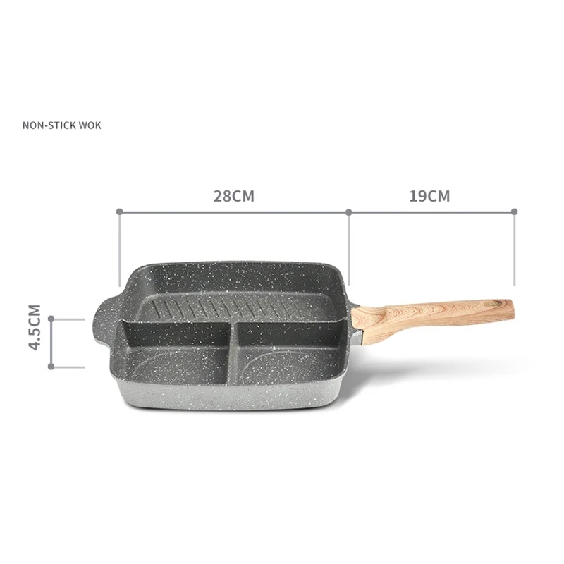 

Three-in-one Medical Stone Steak Frying Pan Non-stick Detachable Multi-functional Omelette Pan Pan No Fume Breakfast Pot