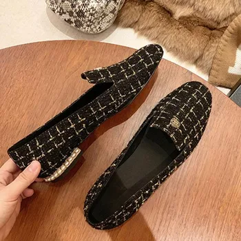 

2020 spring new flower flat shoes women pearl loafers Fashion black gold plus size women shoes casual shoes flats ladies shoes