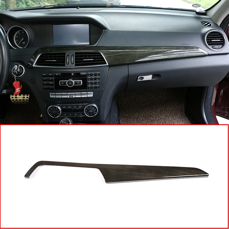 ABS Black Wood Grain Car Interior Center Console Protection Panel Cover Trim For Mercedes Benz C Class W204 2010-2013 Accessory