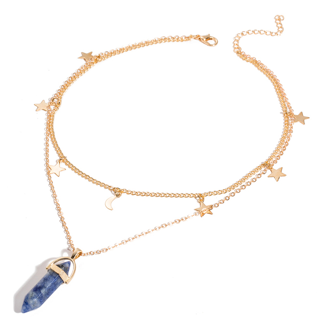 IPARAM Fashion Trend Crystals Necklace Bohemian Hexagon Opal Pendant Necklace Female Hexagon Crystal Necklace Gift 2021 NEW