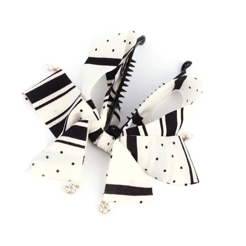 

Women Banana Comb Hair Clip with Floral Ribbon Bowknot Hairgrip Ponytail Holder