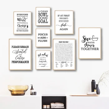 

Canvas Painting Prints Bathroom Letter Quotes Poster Nordic Style Paintings Funny Bathroom Signs Picture Toilet Wall Art Decor