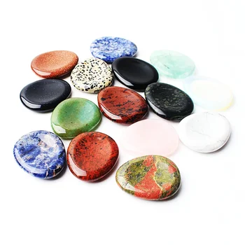 

1Pc Natural Stone Crystal Worry Stones Hand Carved Gemstone Palm Stone Reiki Healing Gift