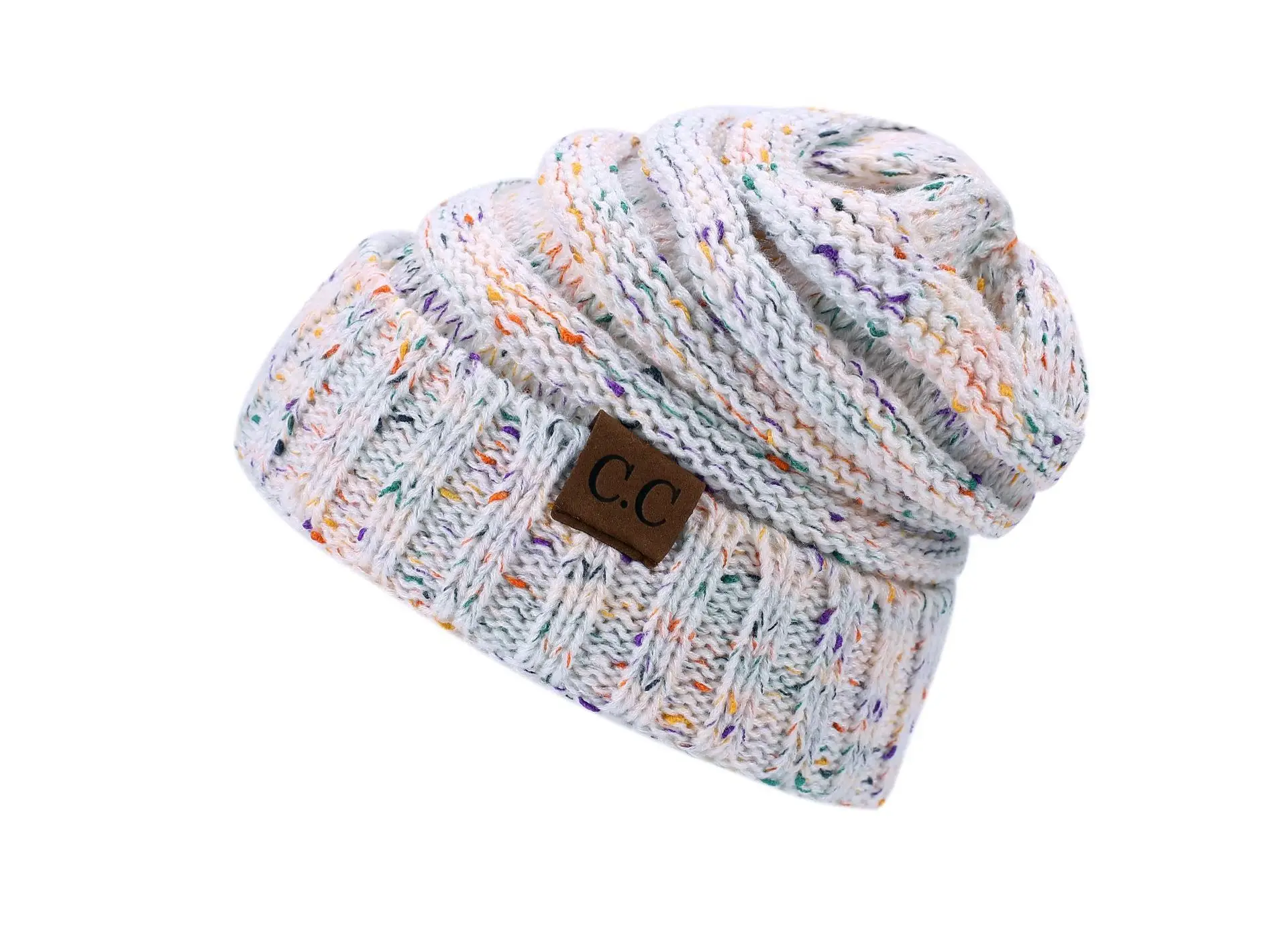 Цветочная линия вязаная шапка модные тенденции в Европе и Америке-цветная Кепка шерстяная шапка женская зимняя Мягкая вязаная шапочка