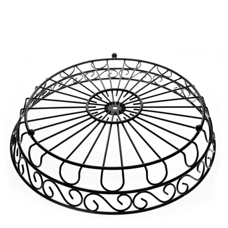 Double Layer Iron Art Fruit Basket Detachable Kitchen Restaurant Storage Basket(Black