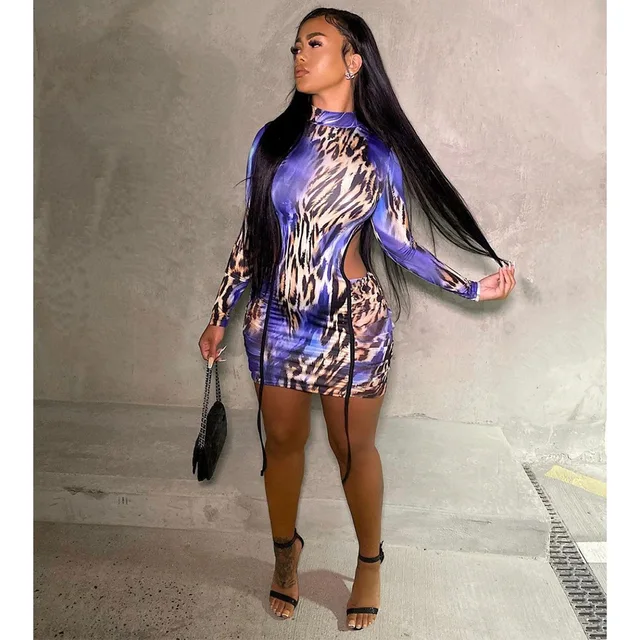 2022 Autumn Casual Leopard Print Purple 