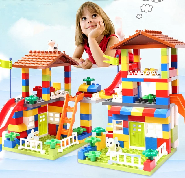 Kids 134pc XXL Building Bricks Blocks Childrens Construction Blocks House  Castle