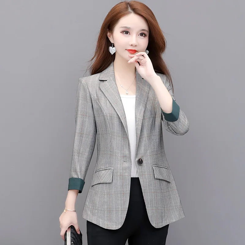 

2019 Autumn And Winter New Style Korean-style Elegant Plaid Suit Elegant Fashionable Western Style Fashion Slim Fit Explicit Tre