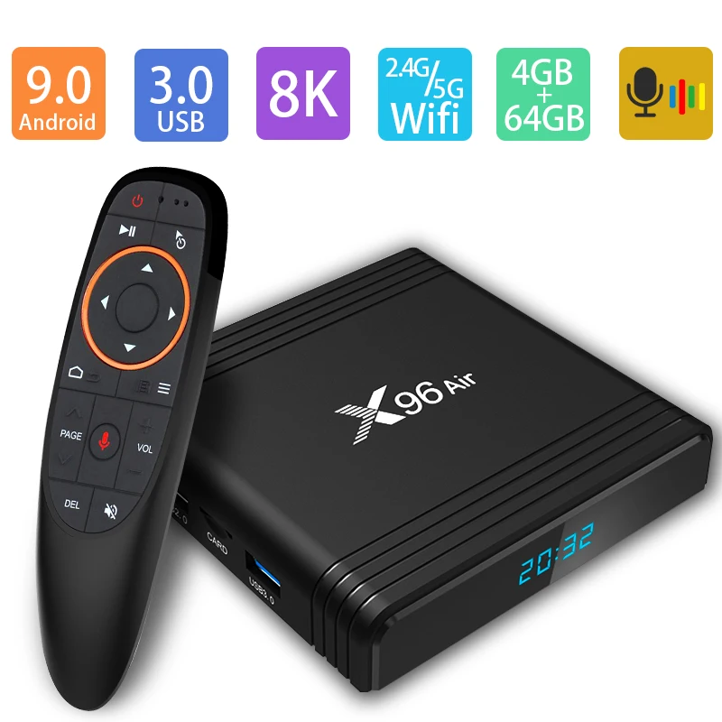 ТВ приставка Transpeed X96 Air на Android 9 0 8K 4K Ultra HDR Youtube Amlogic S905X3 Daul band Wi Fi 16 ГБ 32 64