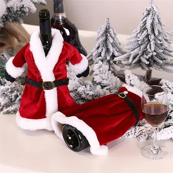 

Christmas Red Wine Bottle Cover Table Dinner Decoration Gift Wine Bottle Cap Christmas Decorations for Champagne Gift Bag 0821#